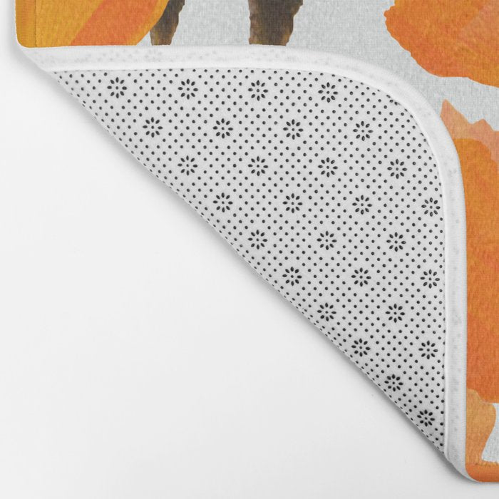 Poppies And Butterflies White Background #decor #society6 #buyart Bath Mat Gallery Image 2