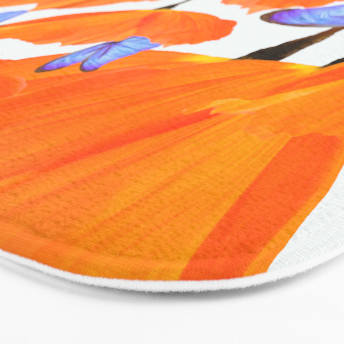 Poppies And Butterflies White Background #decor #society6 #buyart Bath Mat Gallery Image 3