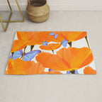 Poppies And Butterflies White Background #decor #society6 #buyart Rug Gallery Image 1