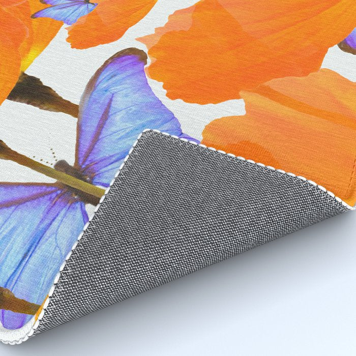 Poppies And Butterflies White Background #decor #society6 #buyart Rug Gallery Image 4