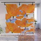 Poppies And Butterflies White Background #decor #society6 #buyart Wall Mural Gallery Image 1