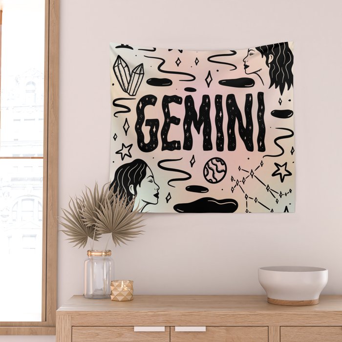 Celestial Gemini Wall Tapestry Gallery Image 2