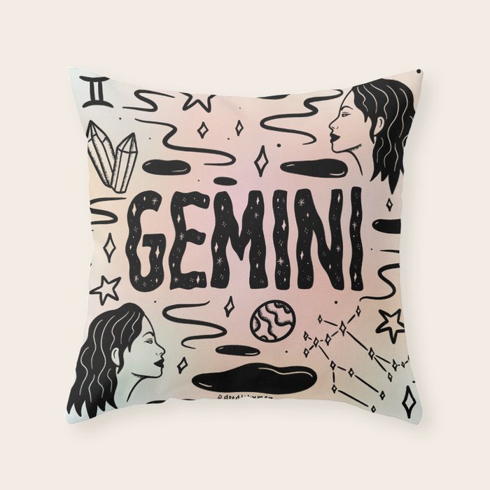 Celestial Gemini Throw Pillow Gallery Image 1
