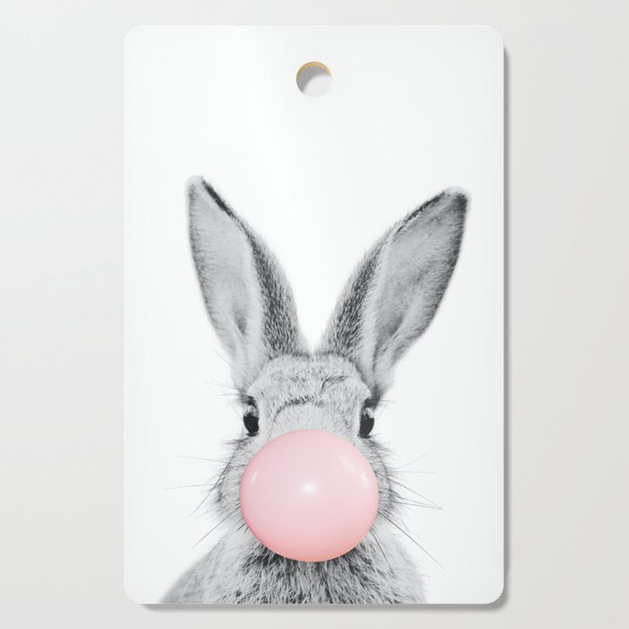 Rabbit Gum Print, Nursery Wall Art, Rabbit Poster, Bubblegum Art Cutting Board Gallery Image 1