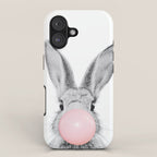 Rabbit Gum Print, Nursery Wall Art, Rabbit Poster, Bubblegum Art iPhone Case Gallery Image 1