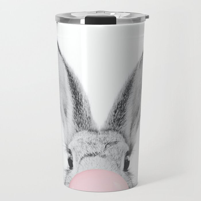 Rabbit Gum Print, Nursery Wall Art, Rabbit Poster, Bubblegum Art Travel Mug Gallery Image 1