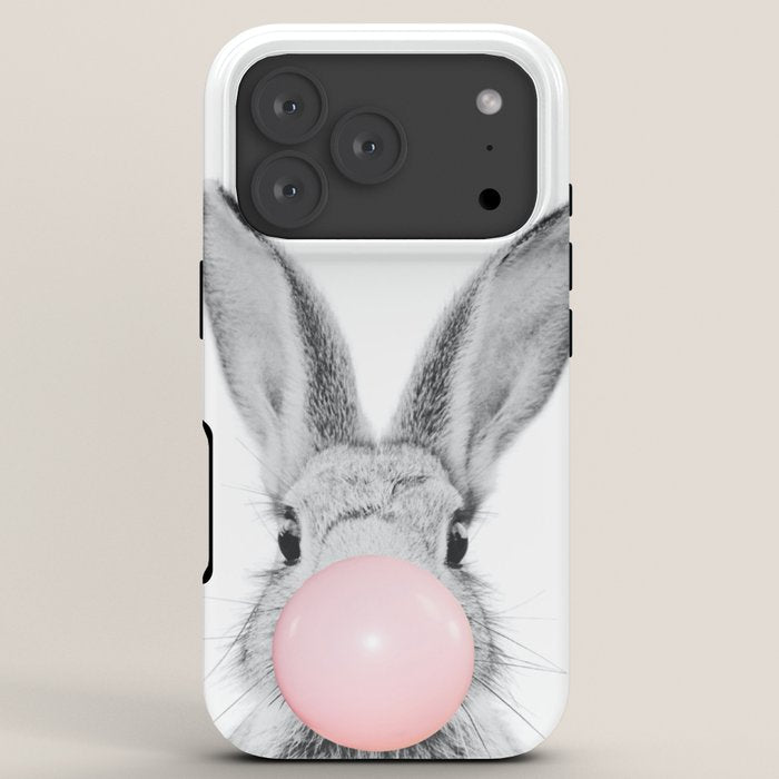 Rabbit Gum Print, Nursery Wall Art, Rabbit Poster, Bubblegum Art iPhone Case Gallery Image 7