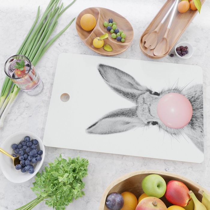 Rabbit Gum Print, Nursery Wall Art, Rabbit Poster, Bubblegum Art Cutting Board Gallery Image 2