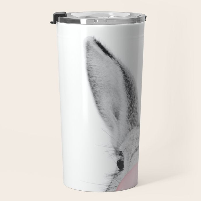 Rabbit Gum Print, Nursery Wall Art, Rabbit Poster, Bubblegum Art Travel Mug Gallery Image 3