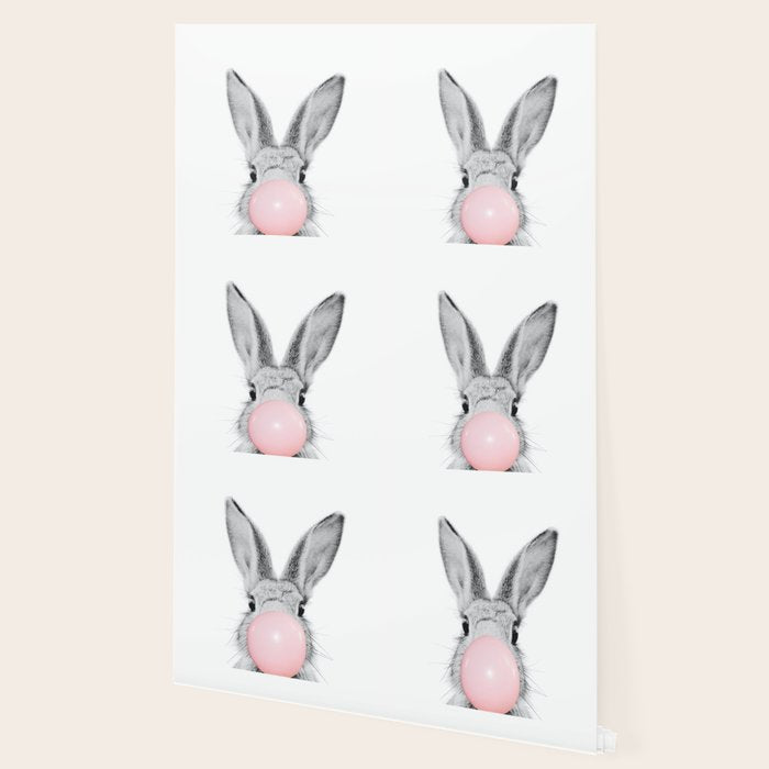 Rabbit Gum Print, Nursery Wall Art, Rabbit Poster, Bubblegum Art Wallpaper Gallery Image 2