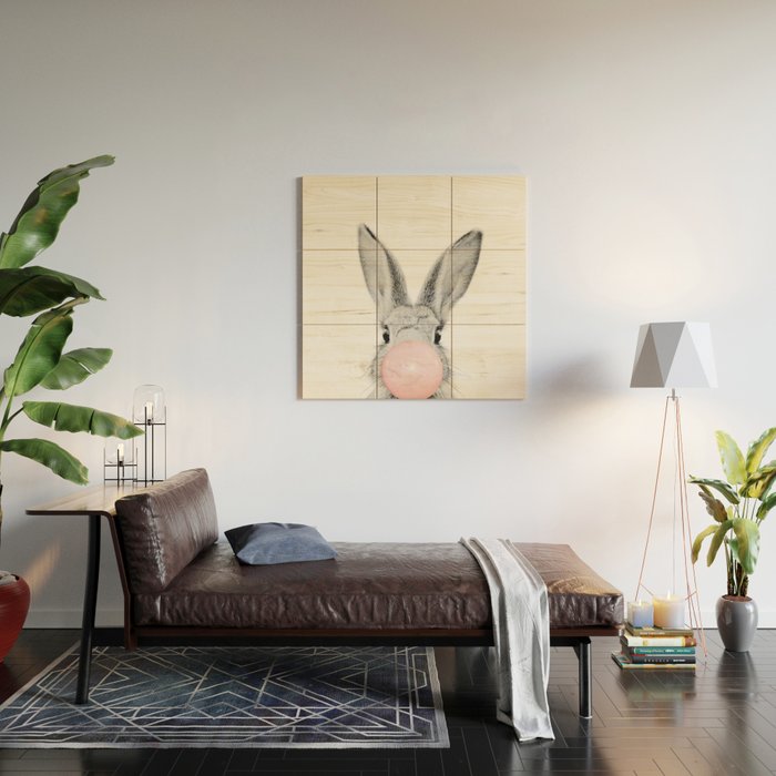 Rabbit Gum Print, Nursery Wall Art, Rabbit Poster, Bubblegum Art Wood Wall Art Gallery Image 2