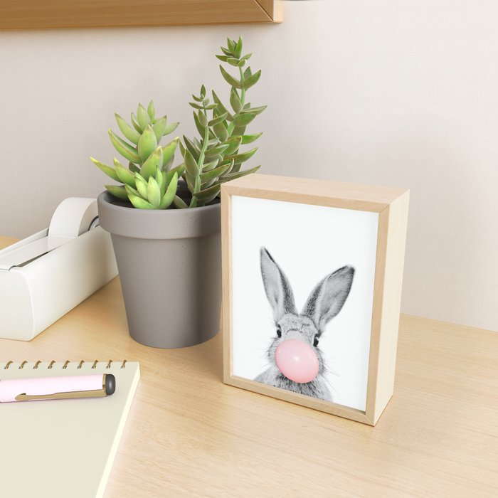 Rabbit Gum Print, Nursery Wall Art, Rabbit Poster, Bubblegum Art Mini Art Print Gallery Image 2