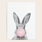 Rabbit Gum Print, Nursery Wall Art, Rabbit Poster, Bubblegum Art Poster Gallery Image 4