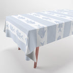Coastal Fish Stripes Nostalgic Pattern in Light Blue and White Tablecloth Gallery Image 1