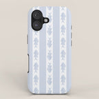 Coastal Fish Stripes Nostalgic Pattern in Light Blue and White iPhone Case Gallery Image 1
