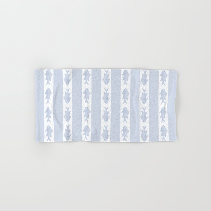 Coastal Fish Stripes Nostalgic Pattern in Light Blue and White Bath Towel Gallery Image 1