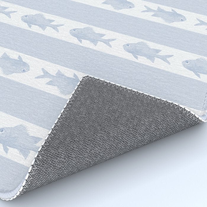 Coastal Fish Stripes Nostalgic Pattern in Light Blue and White Rug Gallery Image 4