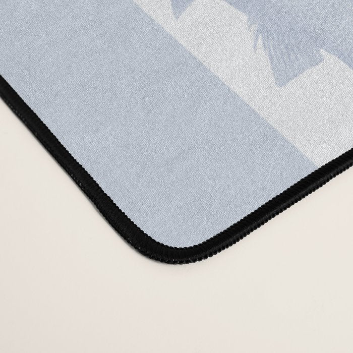 Coastal Fish Stripes Nostalgic Pattern in Light Blue and White Desk Mat Gallery Image 4