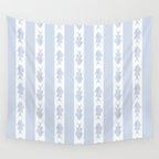 Coastal Fish Stripes Nostalgic Pattern in Light Blue and White Wall Tapestry Gallery Image 4
