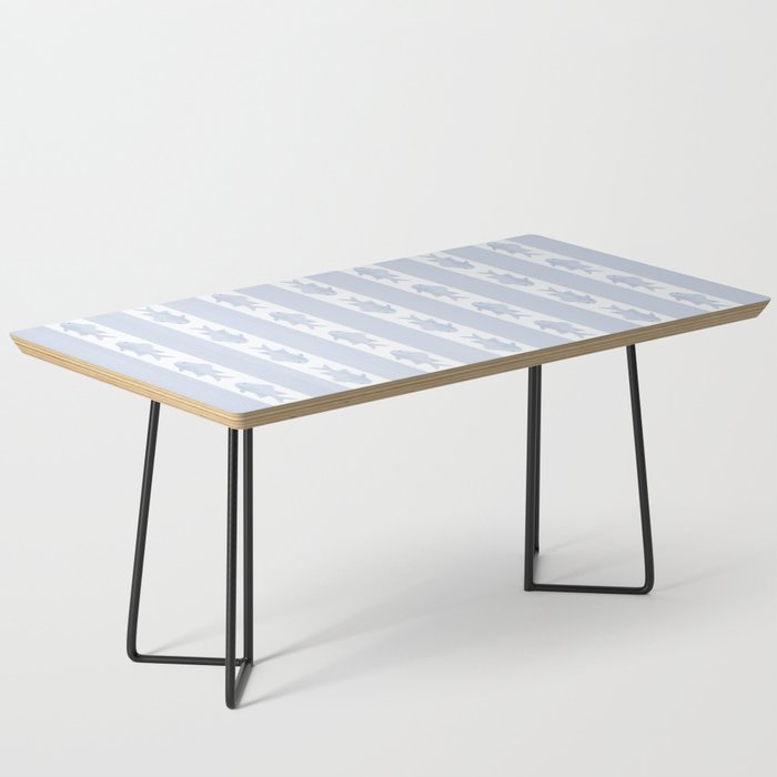 Coastal Fish Stripes Nostalgic Pattern in Light Blue and White Coffee Table Gallery Image 1