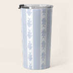 Coastal Fish Stripes Nostalgic Pattern in Light Blue and White Travel Mug Gallery Image 3