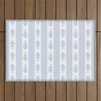 Coastal Fish Stripes Nostalgic Pattern in Light Blue and White Outdoor Rug Gallery Image 1