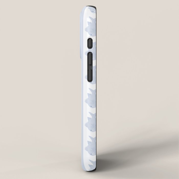 Coastal Fish Stripes Nostalgic Pattern in Light Blue and White iPhone Case Gallery Image 2