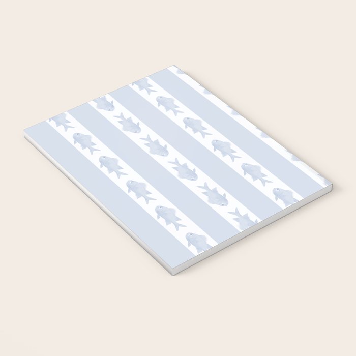 Coastal Fish Stripes Nostalgic Pattern in Light Blue and White Notebook Gallery Image 3