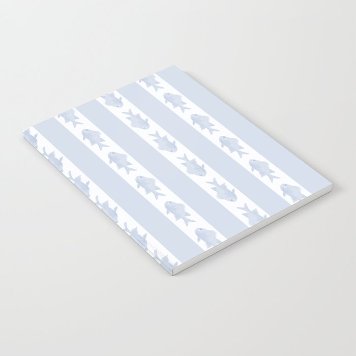 Coastal Fish Stripes Nostalgic Pattern in Light Blue and White Notebook Gallery Image 2