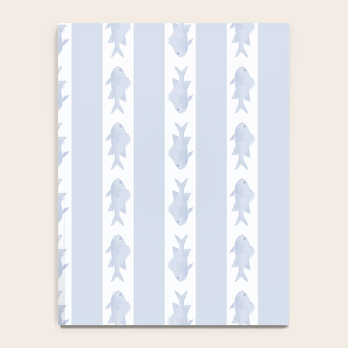Coastal Fish Stripes Nostalgic Pattern in Light Blue and White Notebook Gallery Image 4