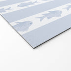 Coastal Fish Stripes Nostalgic Pattern in Light Blue and White Welcome Mat Gallery Image 2