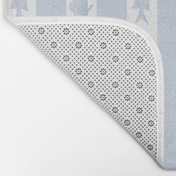 Coastal Fish Stripes Nostalgic Pattern in Light Blue and White Bath Mat Gallery Image 2