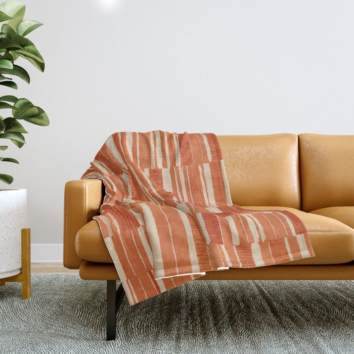 Scratchy Blocks - Tangerine Throw Blanket Gallery Image 1