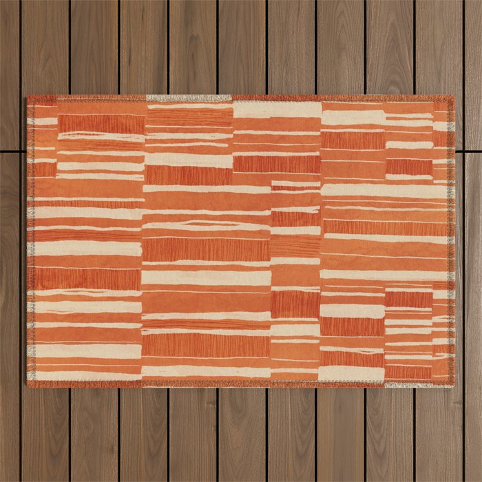 Scratchy Blocks - Tangerine Outdoor Rug Gallery Image 1