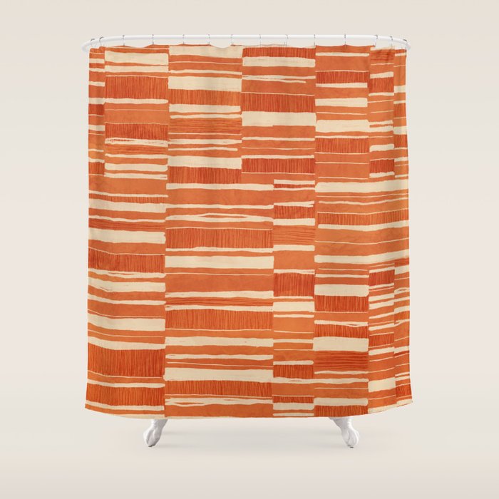Scratchy Blocks - Tangerine Shower Curtain Gallery Image 1