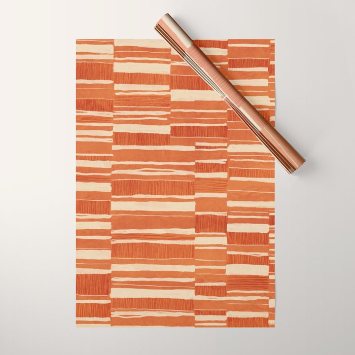 Scratchy Blocks - Tangerine Wrapping Paper Gallery Image 1