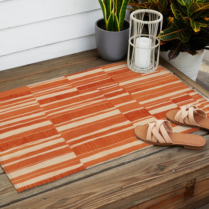 Scratchy Blocks - Tangerine Outdoor Rug Gallery Image 2