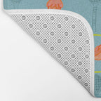 Tennis Rackets & Roses in Warm Blue & Peach Bath Mat Gallery Image 2
