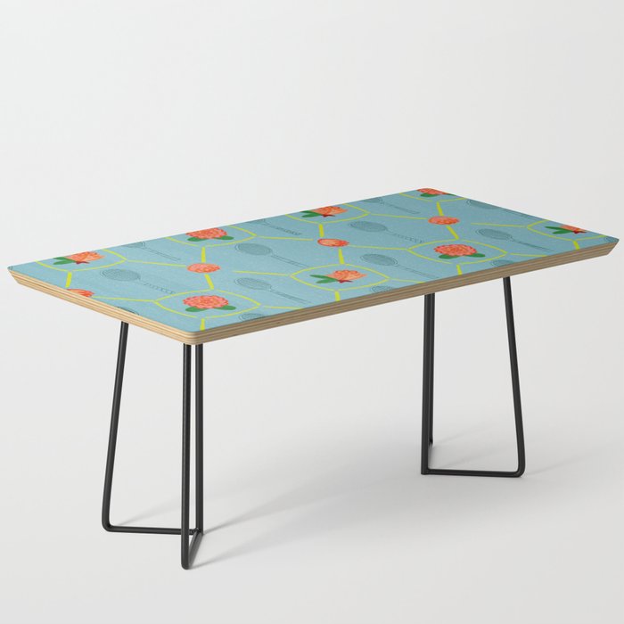 Tennis Rackets & Roses in Warm Blue & Peach Coffee Table Gallery Image 1