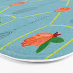Tennis Rackets & Roses in Warm Blue & Peach Bath Mat Gallery Image 3