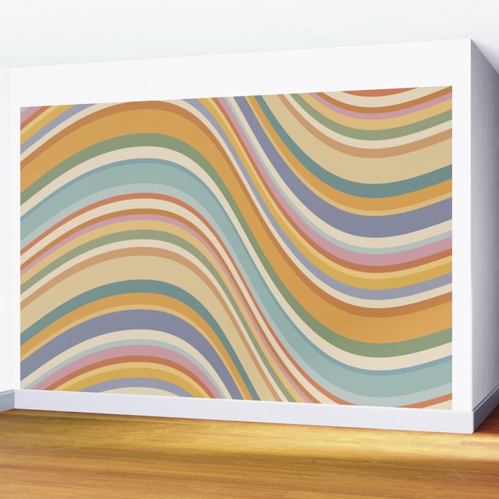 Wavy Stripes VI - Vintage Pastel Wall Mural Gallery Image 2
