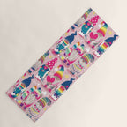 I gnome you // pastel pink background little happy and lovely gnomes with rainbows fuchsia pink hearts Yoga Mat Gallery Image 1