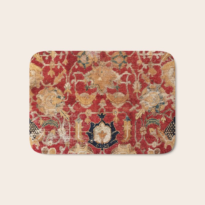 Indo Esfahan Central Persian Rug Fragment Print Bath Mat Gallery Image 1