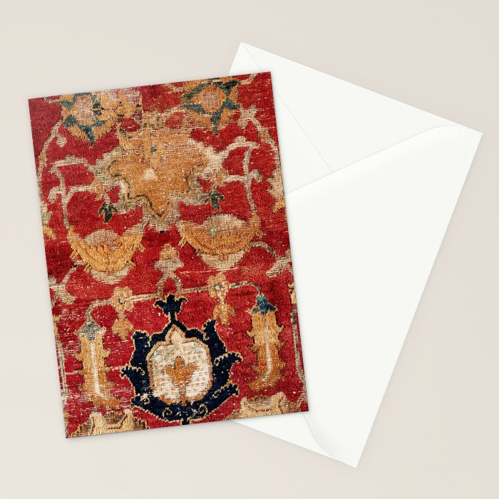 Indo Esfahan Central Persian Rug Fragment Print Stationery Card Gallery Image 2