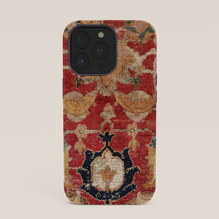 Indo Esfahan Central Persian Rug Fragment Print iPhone Case Gallery Image 35