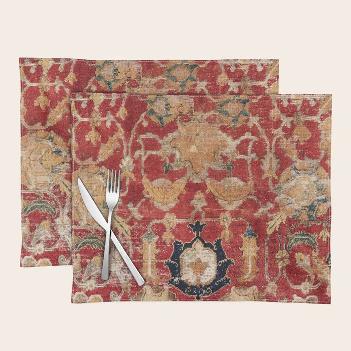 Indo Esfahan Central Persian Rug Fragment Print Placemat Gallery Image 1