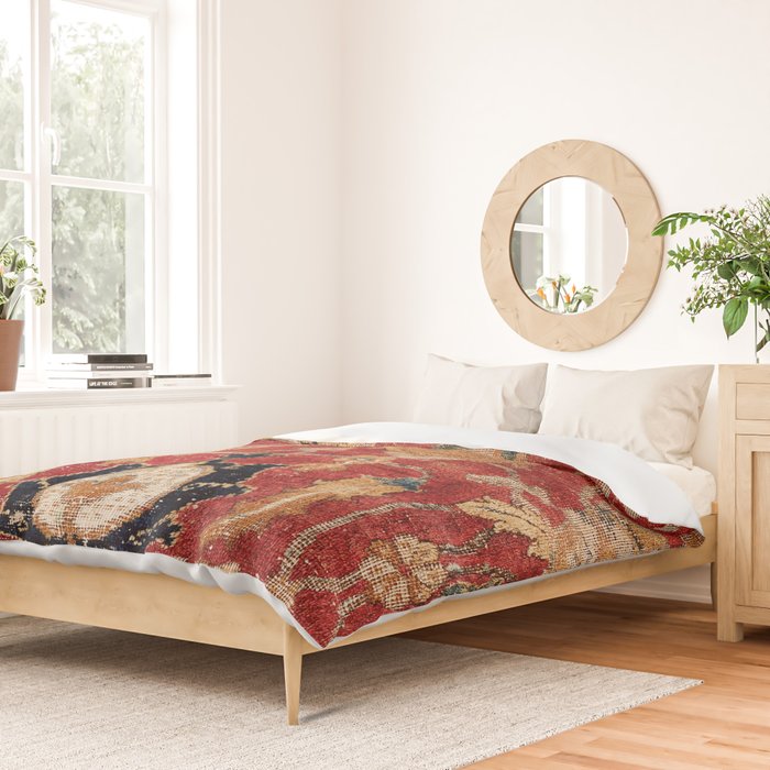 Indo Esfahan Central Persian Rug Fragment Print Duvet Cover Gallery Image 2