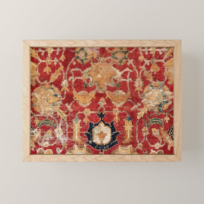 Indo Esfahan Central Persian Rug Fragment Print Mini Art Print Gallery Image 1