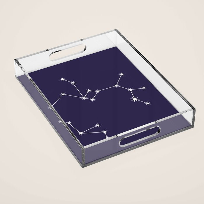 Sagittarius Zodiac Star Constellation Line Art Dark Purple Acrylic Tray Gallery Image 1