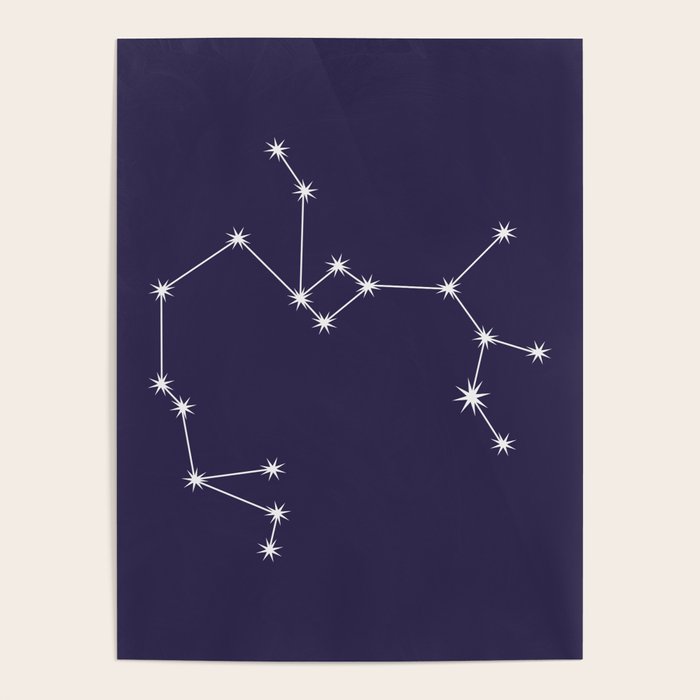 Sagittarius Zodiac Star Constellation Line Art Dark Purple Poster Gallery Image 4